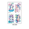 Tatuaje de Unicornio con Purpurina Nueva Serie Morada de Dibujos Animados Lindo y Soñador Pequeño Pony Tatuaje Temporal Desechable