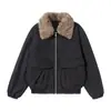 Roupas Vintage 25 Inverno Novo Retro Japonês Gola de Pelo Removível Bolso Grande Jaqueta de Algodão Casaco Melade para Casal
