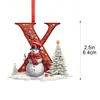 Muñeco de Nieve Navideño Transfronterizo Nuevo Acrílico Plano 2D de 26 Letras Colgante Decoración Navideña de Interior Adorno para Coche