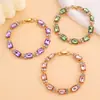 Accesorios de verano pulsera de circonita de color cristal simple no se decolora joyería para damas pulsera geométrica multicolor venta al por mayor