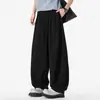 Calça Casual de Algodão e Linho Lisa de Cor Sólida de Verão Unissex Minimalista Japonês com Caimento Calças Yamamoto Respiráveis de Perna Larga Longas