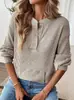 2025 Europeo y Americano Transfronterizo Amazon Exportación Otoño e Invierno Nuevo Color Puro Moda Botón Holgado Manga Larga Camiseta Tops Mujer t