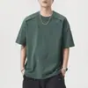 Camiseta masculina de manga curta nova de verão 280g, marca da moda, casual resistente versátil de meia-manga, top americano de alta rua, vestuário masculino