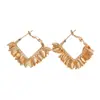 Pendientes de Borla Cuadrados Geométricos con Forma de Hoja Chapados en Oro Real de 18 Quilates Pendientes de Moda de Gama Alta de Nicho para Mujer