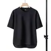 Camiseta de Manga Corta Transfronteriza Primavera y Verano Casual Pulóver Camiseta de Manga Media para Hombre Talla Grande Superior Color Sólido Cuello Redondo Versátil Camiseta para Hombre