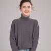 2024 Nuevo Otoño e Invierno Suéter de Cachemira para Mujer de Cuello Alto con Rayas Horizontales de Color Claro Holgado y Versátil Tejido de Punto de Cachemira para Mujer