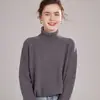 Nuevo Estilo Otoño e Invierno 2026 Suéter de Punto de Cachemir para Mujer, Cuello Alto, Rayas Horizontales, Color Sólido, Holgado, Versátil