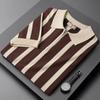 Camiseta POLO de Verano de Manga Corta para Hombre Estilo Coreano Retro Rayada Distintiva con Cremallera Manga Media Versátil Casual para Hombre Adolescentes