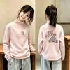 Camiseta Infantil de Manga Longa Escovada 2026 Novo Estilo Meninas Quente Casual Camada Base Térmica Gola Meio Alta Top