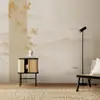 Conceito artístico de estilo chinês moderno elegante sombra de bambu de montanha distante papel de parede de fundo para sala de estar tecido de parede estudo quarto luxo leve mural de B&B