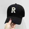 Gorra de béisbol con letras R de estilo coreano, informal, combinable con todo, con visera de diamantes de imitación, para mujer, para exteriores