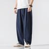 Calça de Linho Solta Estilo Lanterna Verão Calças Masculinas Estilo Buda Calças Chinesas Calças de Meditação Hanfu Tamanho Grande Calças de Monge para Sentar
