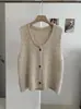 KEKEZOON Cardigan de Tricô com Botão em Formato de Coração e Gola U para Mulheres Suéter Sem Mangas Atacado 8948