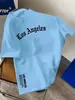 Camiseta de Algodón de Moda Streetwear de Verano con Estampado de Letras de Los Ángeles Europea Americana Corta
