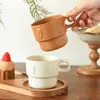 Tazas apilables de cerámica con relieve personalizado, tazas de café minimalistas, pequeños regalos de estilo nórdico, alto atractivo estético, transfronterizo