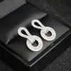 Brincos Europeus e Americanos Transfronteiriços Brincos Exagerados de Zircônia em Forma de Escada Microincrustada para Mulheres Joias Circulares de Luxo E6759