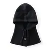 Macia e confortável, touca de tricô de cashmere lisa, design unissex, simples e versátil, com cordão e fivela, e uma touca de tricô quente
