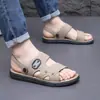 Sandalias de Nuevo Estilo para Hombre de Verano, Zapatos Casuales para Playa, Zapatos Gruesos para Conducir Relajadamente, Antideslizantes, Sandalias para Hombres de Mediana Edad, de Doble Uso, Ligeras para Hombre