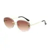 Gafas de Sol Retro sin Marco para Mujer, Gafas de Alta Gama con Forma Ovalada, Vacaciones en la Playa, Anti-UV, Tendencia de Gafas de Moda