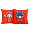 Almohada de Boda, Almohada de Cama de Boda, Decoración de Dormitorio para Recién Casados, Almohada Roja, Suministros Creativos de Boda para una Pareja