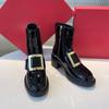 Calidad Superior~2026Botines Chelsea Rv para Mujer con Hebilla Metálica, Zapatos Cuadrados para Mujer, Botas Martin Versátiles de Tacón Grueso para Mujer, que Aumentan la Altura