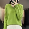 Nuevo suéter de lana grueso sin costuras para otoño e invierno para mujer, jersey de punto de manga larga, prenda básica versátil