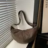 Bolsa de color liso transfronteriza para mujer, nueva, gran capacidad, retro, con rayas profundas y claras, bolsa de mano para el trabajo, el trayecto, los viajes, bolso de hombro único