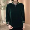Elegante Blusa Bordada de Cuello Alto Estilo Chino Nueva para Mujeres de Mediana Edad y Mayores, Top Talla Grande con Cobertura Abdominal, Capa Base de Terciopelo, Moderna para Mamás