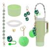 Conjunto de 7 Peças Tampa Decorativa para Copo com Canudo Conjunto de Copos Corrente para Copo Série de Desenhos Animados Pingente de Chave Pingente de Bola de Pelúcia Dunhuang
