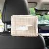 Caja de Pañuelos para Coche Lluvia Azul Lindo Lazo Caja de Pañuelos para Respaldo de Asiento de Coche Bolsa de Pañuelos para Coche Estilo Chanel de Alta Gama