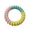 Elástico de cabelo cor geleia estilo fio de telefone, combinação de cores, cordão para prender o cabelo, alta elasticidade, três cores, elástico para rabo de cavalo com capa de couro, acessório de cabeça