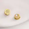 Dorado Arenoso que Conserva el Color Calado Incrustado Piedra Ojo de Gato Cuentas Espaciadoras Jade Imitación Cuentas de Transferencia Pulsera Collar Hecho a Mano Accesorios de Joyería
