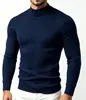 Suéter de Punto para Hombre Otoño e Invierno, Cuello Medio Alto, Elástico, Color Liso, Jersey, Moda Juvenil, Capa Base Casual