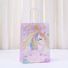 Bolsa de Papel Kraft con Estampado de Unicornio de Dibujos Animados Nuevo Rosa Estilo Femenino Bolsa de Embalaje Mochila Regalo Simple