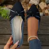 Comercio Exterior Tallas Grandes Ligeros Flyknit Suela Suave Mocasines para Mujer 2026 Primavera Otoño Nuevo Bloque de Color Lazo Boca Baja Zapatos de una Sola Pieza