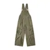Macacão masculino com design liso, plissado, de corte solto, calça longa casual, vibe moderna, macacão workwear de perna reta