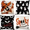 Amazon Transfronterizo Temu Popular Lino al por Mayor Funda de Almohada de Halloween Funda de Almohada Cuadrada de Felpa Funda de Almohada Cómoda