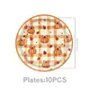 Platos de Papel Vasos Mantel Servilletas de Mesa Manteles Desechables Set de Fiesta de Calabazas Acuarela de Acción de Gracias Festival de la Cosecha de Otoño para Niños