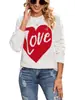 Suéter de Punto con Forma de Corazón y Bloques de Color para Mujer, Estilo Nuevo Otoño e Invierno Transfronterizo Europeo y Americano, Venta Caliente en Amazon, Top de Punto Cuello Redondo