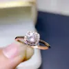 Anel de Morganita Natural, cristais limpos com cor única, prata S925 banhada a ouro rosa, pedra principal 5mm