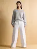 Pantalones de Trabajo de Algodón Color Oro Titanio con Dobladillo Curvo Pierna Recta para Mujer 2026 Nuevo Otoño Persona Baja Popular Este Año Pantalones de Pierna Ancha