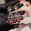 Aretes Gema Gota de Agua Granate Pintura al Óleo Diseñador Chapado Oro 18K Púrpura Uva Zircón Amor Aretes Collar