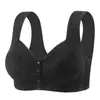 Ropa interior para mujer de talla grande con cierre frontal, para madres de mediana edad y mayores, fina, sin varillas, cómoda, push-up, copas fijas, sujetador bonito en la espalda