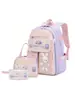 Set de 3 Piezas Mochila de Conejo para Escuela Primaria Grados 1-3-6 Ultra Ligera Bolsa Escolar para Niñas, Lonchera, Estuche Set