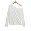 659-25 Primavera Nuevo Estilo Europeo y Americano Sexy Chica Caliente Ajuste Slim Irregular Hombro Inclinado Holgada Protección Solar Camiseta Cubre-Hombros
