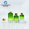 Em estoque atacado frasco plano de 15ml frasco de essência frasco conta-gotas de ombro de 30ml frasco de vidro de fundo grosso de 50ml solução estoque dividida em frascos