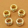 Cuentas de barril incrustadas de diamantes, cuentas espaciadoras, cuentas sueltas, accesorios de joyería hechos a mano para DIY, cordón de cuero para pulsera, cuentas sueltas
