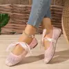 Zapatos Planos de Ballet con Lazo de Encaje Transfronterizos Europeos y Americanos para Mujer, Suela Suave, Malla Transpirable, Zapatos Casuales de Moda