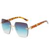 Primavera Nuevos Lentes de Sol sin Marco Modernos Europeos y Americanos de Montura Cuadrada para Mujer Gafas de Moda de Color Degradado