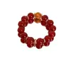 [Crepúsculo] Ágata Vermelha Natural Flor de Cola Amarela Traz Boa Sorte Pulseira de 14mm Pulseira Feminina Elegante e da Moda